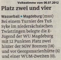 Platz zwei und vier (E-Jugend) Volksstimme vom 06.07.2012
