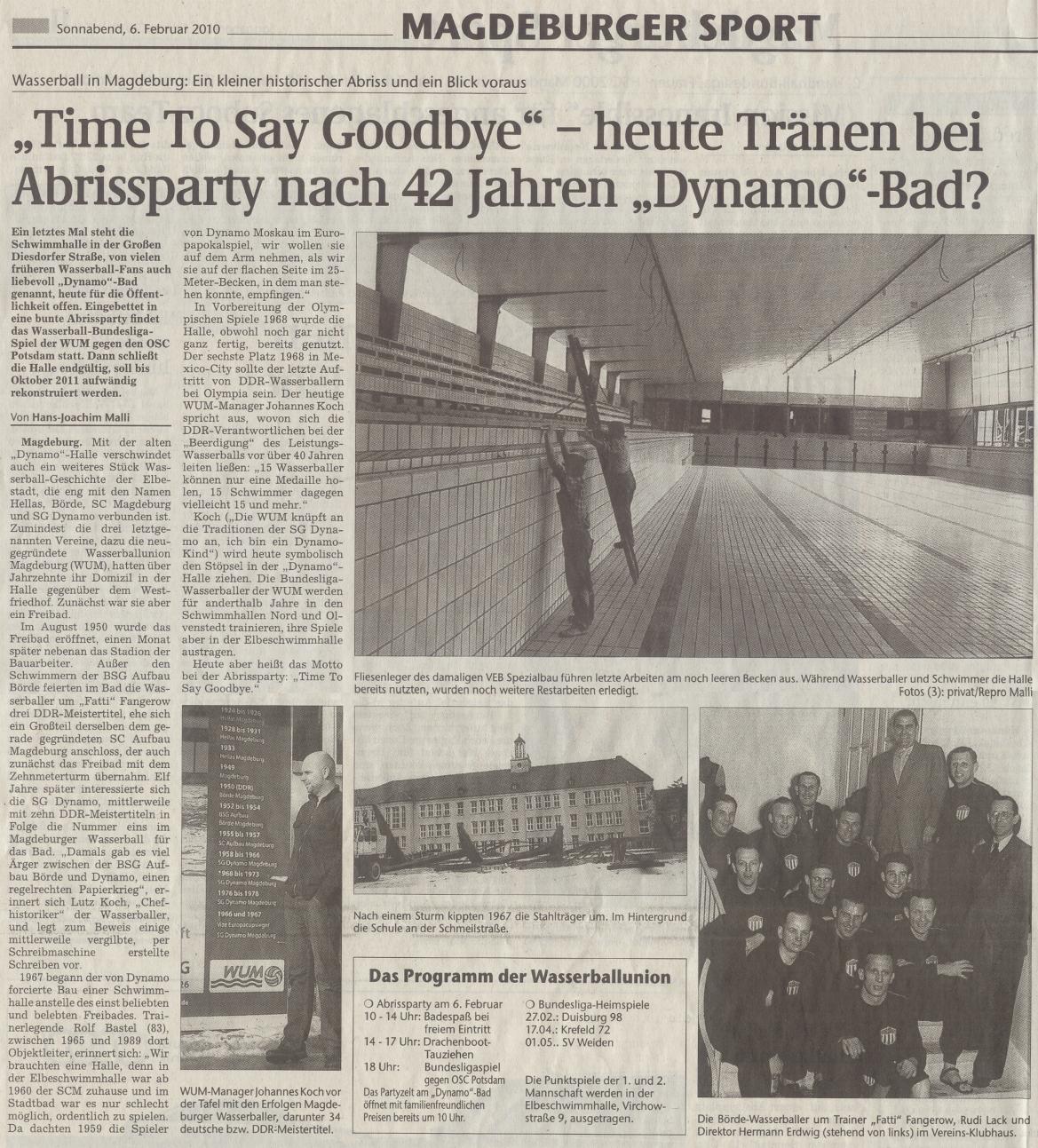 'Time To Say Goodbye' - heute Trnen bei Abrissparty nach 42 Jahren 'Dynamo'-Bad?