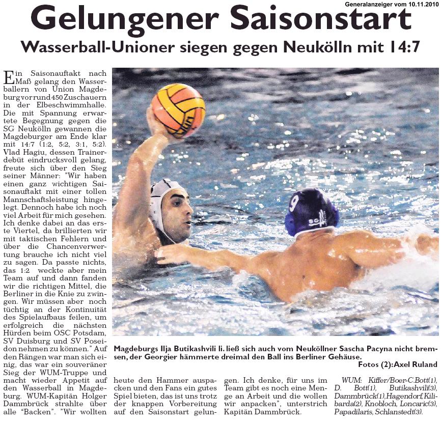 Wasserball-Unioner siegen gegen Neuklln mit 14:7