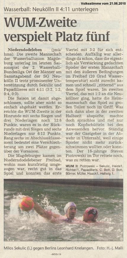 WUM-Zweite verspielt Platz fnf