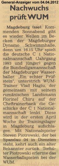 Nachwuchs prft WUM General-Anzeiger vom 04.04.2012