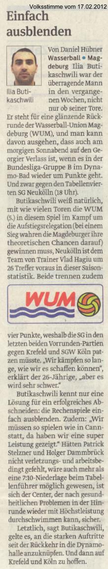 Einfach ausblenden Volksstimme vom 17.02.2012