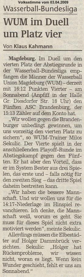 WUM im Duell um Platz vier