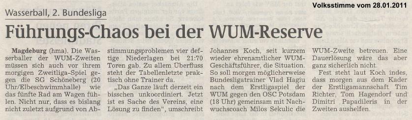 F�hrungs-Chaos bei der WUM-Reserve