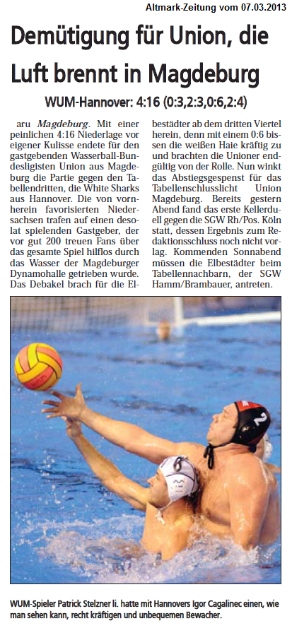 Dem�tigung f�r Union, die Luft brennt in Magdeburg Altmark-Zeitung vom 07.03.2013